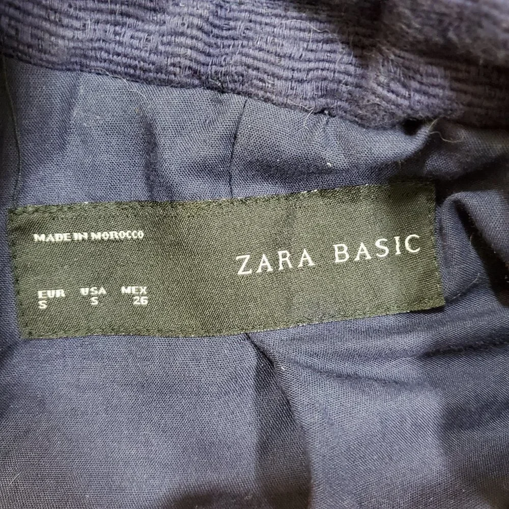 Zara Basic Womens‎ Blue Aztec Tribal Moto Asymmetrical Full Zip Jacket Size S